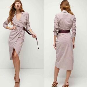 Veronica Beard Jacinda Striped Stretch Cotton Shirtdress size 0 NWT $497